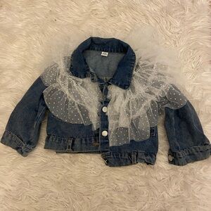 Kids Denim Jacket with White Tulle Accents